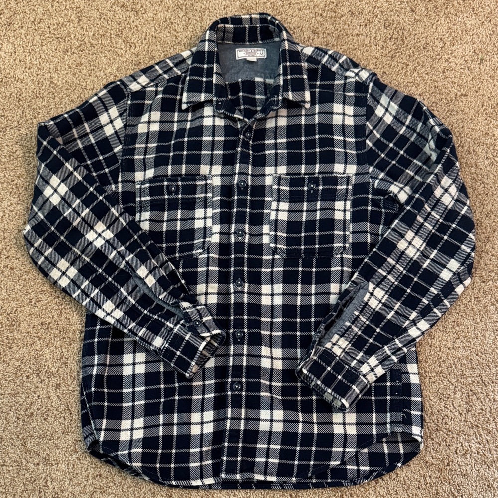 Classic Navy and White Plaid Button-Down Shirt